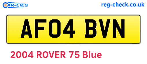 AF04BVN are the vehicle registration plates.