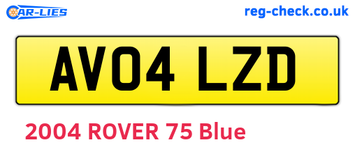 AV04LZD are the vehicle registration plates.