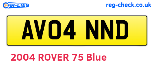 AV04NND are the vehicle registration plates.