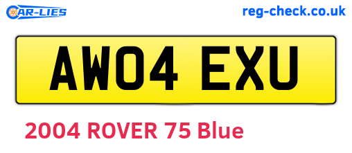 AW04EXU are the vehicle registration plates.