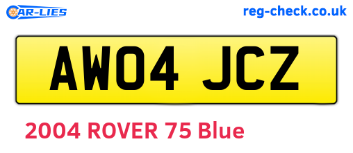 AW04JCZ are the vehicle registration plates.