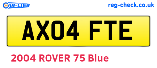 AX04FTE are the vehicle registration plates.