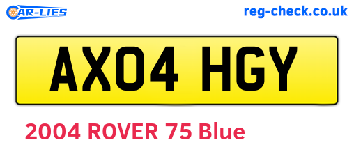 AX04HGY are the vehicle registration plates.