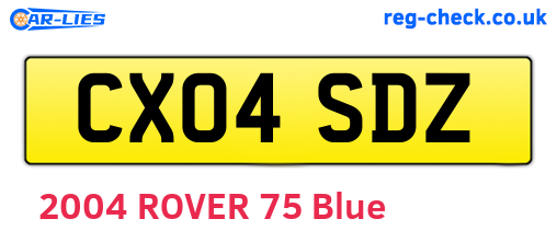 CX04SDZ are the vehicle registration plates.