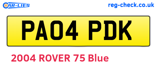 PA04PDK are the vehicle registration plates.