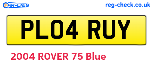 PL04RUY are the vehicle registration plates.