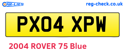 PX04XPW are the vehicle registration plates.