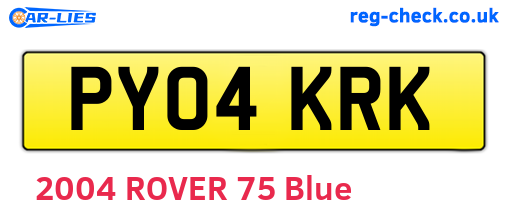 PY04KRK are the vehicle registration plates.