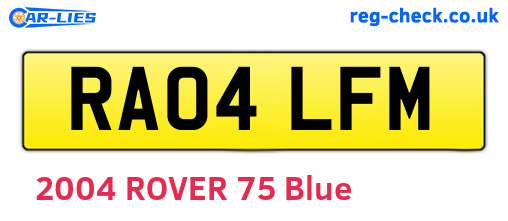 RA04LFM are the vehicle registration plates.