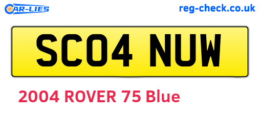 SC04NUW are the vehicle registration plates.
