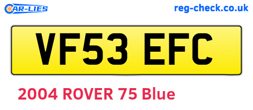 VF53EFC are the vehicle registration plates.