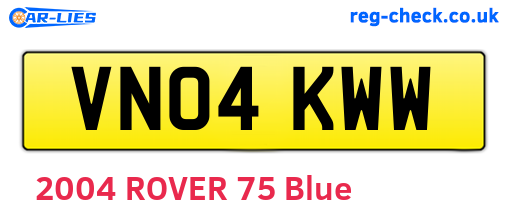 VN04KWW are the vehicle registration plates.