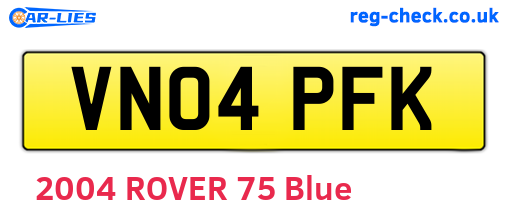 VN04PFK are the vehicle registration plates.