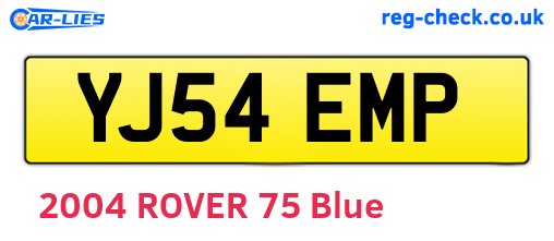 YJ54EMP are the vehicle registration plates.