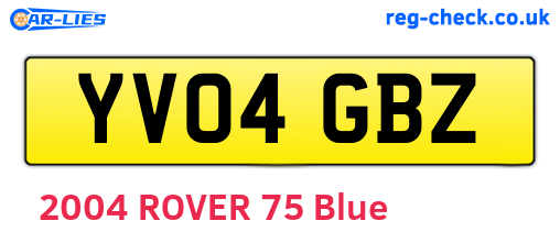 YV04GBZ are the vehicle registration plates.