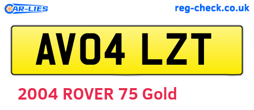 AV04LZT are the vehicle registration plates.