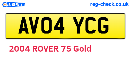 AV04YCG are the vehicle registration plates.