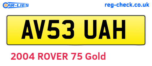 AV53UAH are the vehicle registration plates.