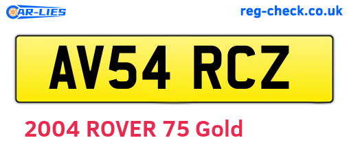 AV54RCZ are the vehicle registration plates.