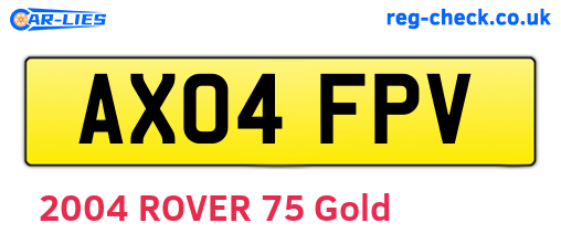 AX04FPV are the vehicle registration plates.