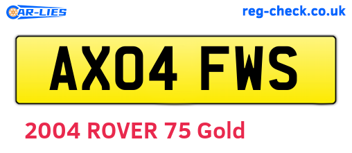 AX04FWS are the vehicle registration plates.