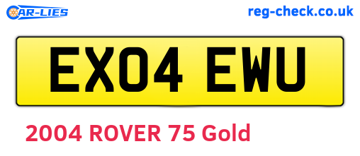 EX04EWU are the vehicle registration plates.