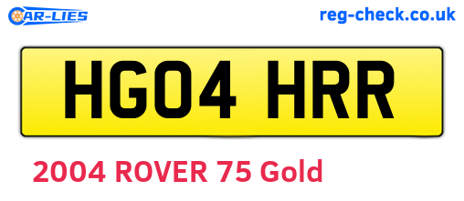 HG04HRR are the vehicle registration plates.