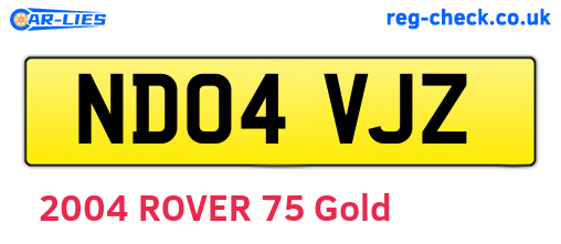 ND04VJZ are the vehicle registration plates.