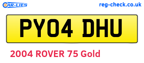 PY04DHU are the vehicle registration plates.
