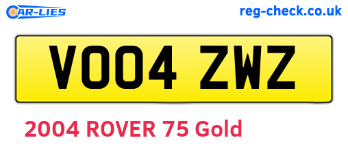 VO04ZWZ are the vehicle registration plates.