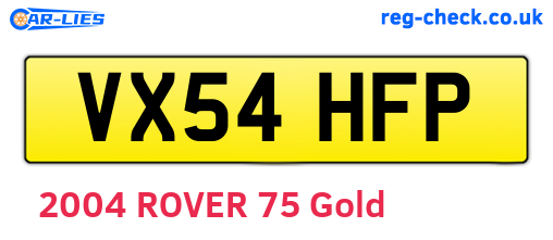 VX54HFP are the vehicle registration plates.