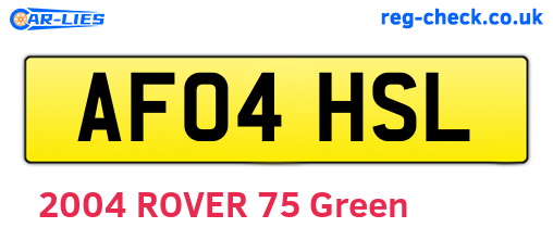 AF04HSL are the vehicle registration plates.