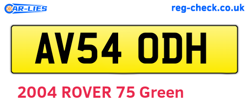 AV54ODH are the vehicle registration plates.