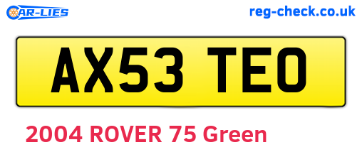 AX53TEO are the vehicle registration plates.