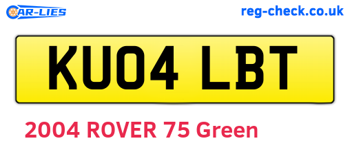 KU04LBT are the vehicle registration plates.