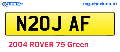 N20JAF are the vehicle registration plates.
