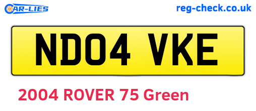 ND04VKE are the vehicle registration plates.