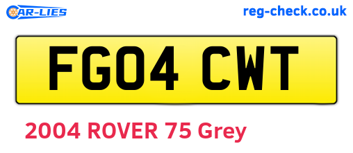 FG04CWT are the vehicle registration plates.