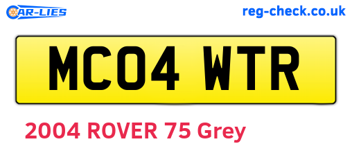 MC04WTR are the vehicle registration plates.