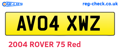 AV04XWZ are the vehicle registration plates.