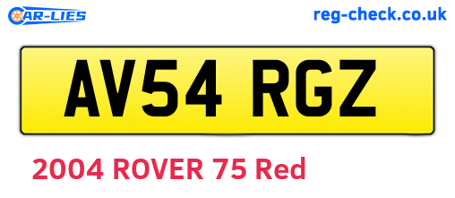 AV54RGZ are the vehicle registration plates.