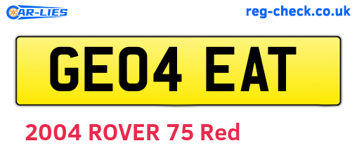 GE04EAT are the vehicle registration plates.