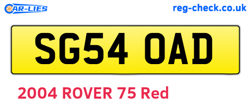 SG54OAD are the vehicle registration plates.