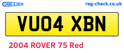 VU04XBN are the vehicle registration plates.