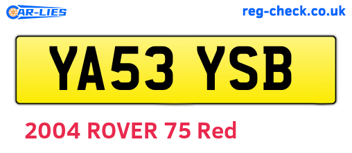 YA53YSB are the vehicle registration plates.