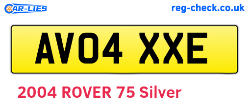 AV04XXE are the vehicle registration plates.
