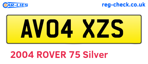 AV04XZS are the vehicle registration plates.