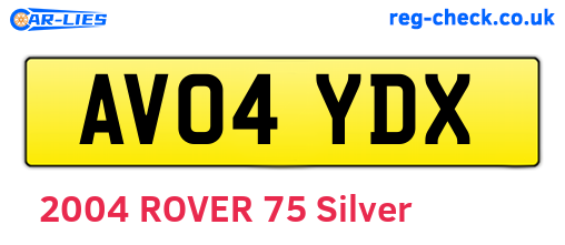 AV04YDX are the vehicle registration plates.
