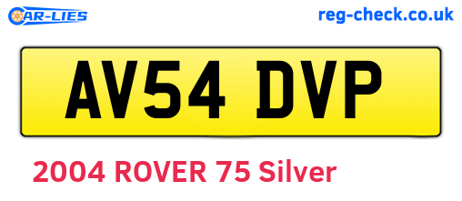 AV54DVP are the vehicle registration plates.