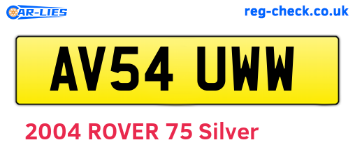 AV54UWW are the vehicle registration plates.